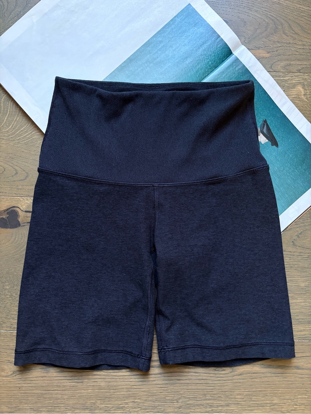 Aritzia TnAction Biker Shorts Inseam 7” Ribbed Waistband Heathered Blue Size  XS